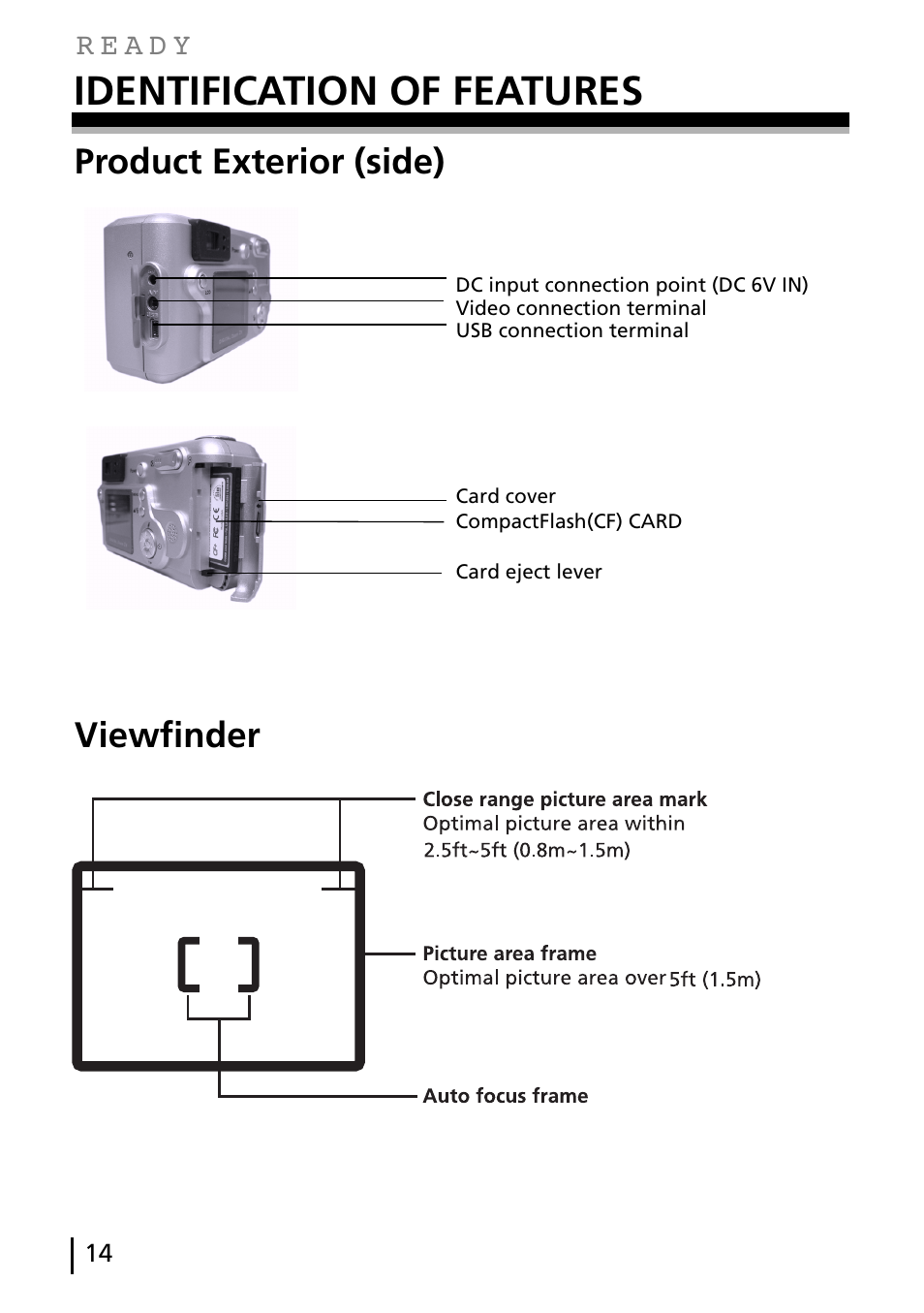 Identification of features, Product exterior (side), Viewfinder | Gateway DC-M40 User Manual | Page 14 / 95