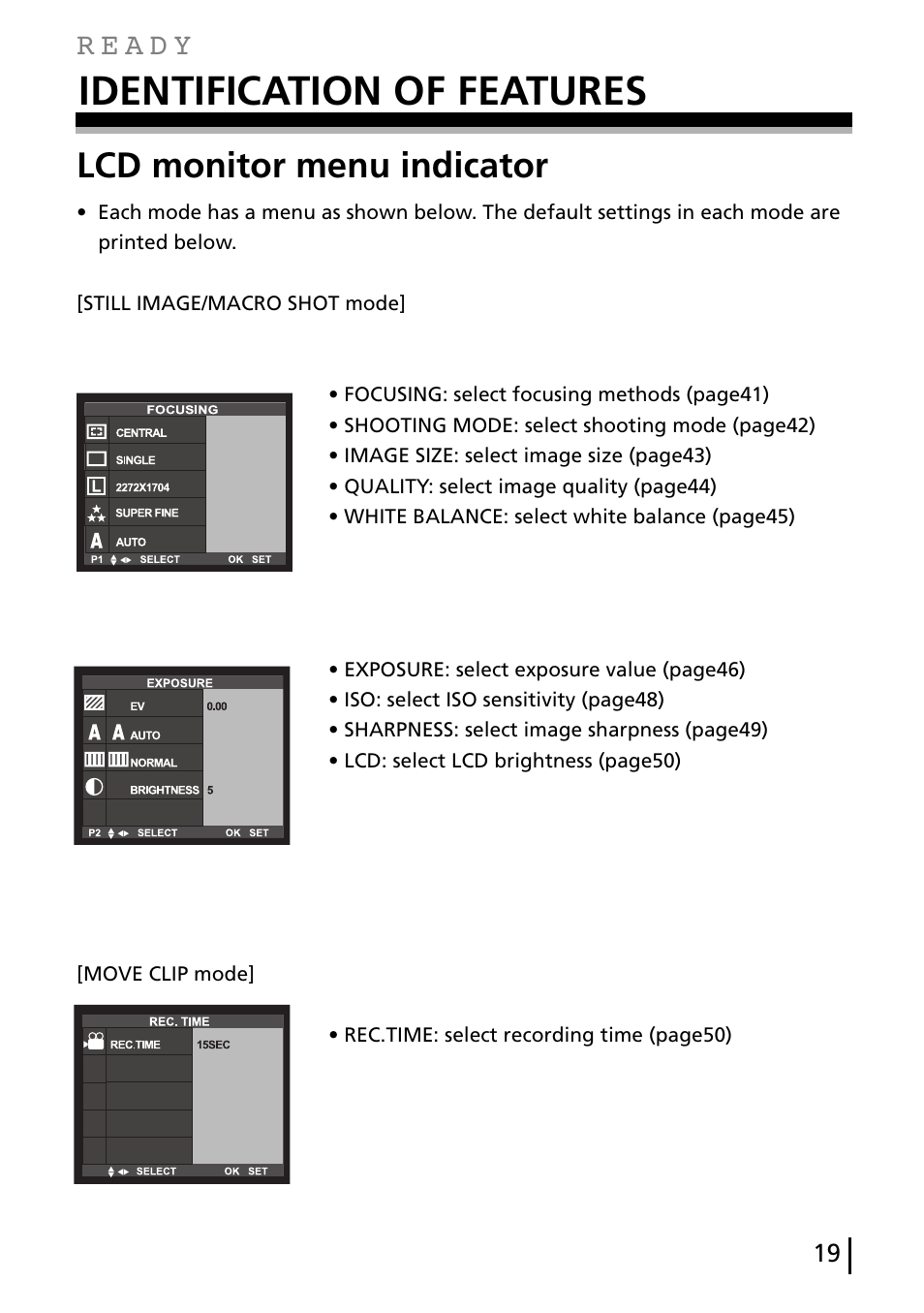 Identification of features, Lcd monitor menu indicator | Gateway DC-M40 User Manual | Page 19 / 95