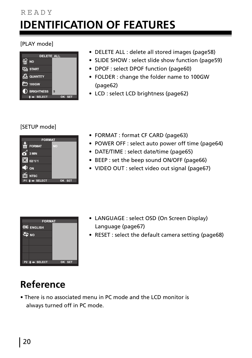 Identification of features, Reference | Gateway DC-M40 User Manual | Page 20 / 95