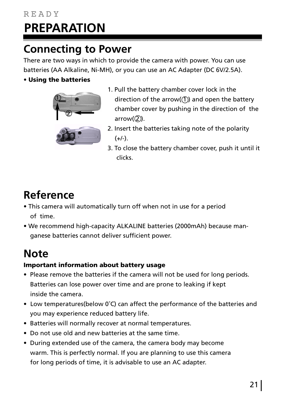 Preparation, Connecting to power, Reference | Gateway DC-M40 User Manual | Page 21 / 95