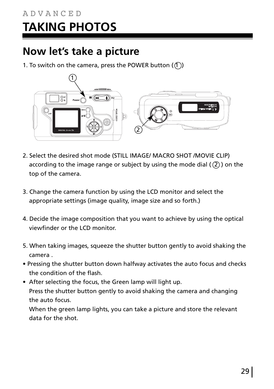 Taking photos, Now let’s take a picture | Gateway DC-M40 User Manual | Page 29 / 95