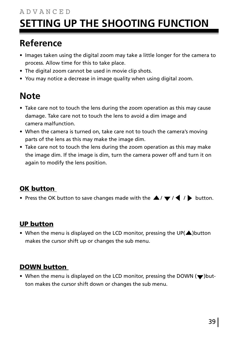 Setting up the shooting function, Reference | Gateway DC-M40 User Manual | Page 39 / 95