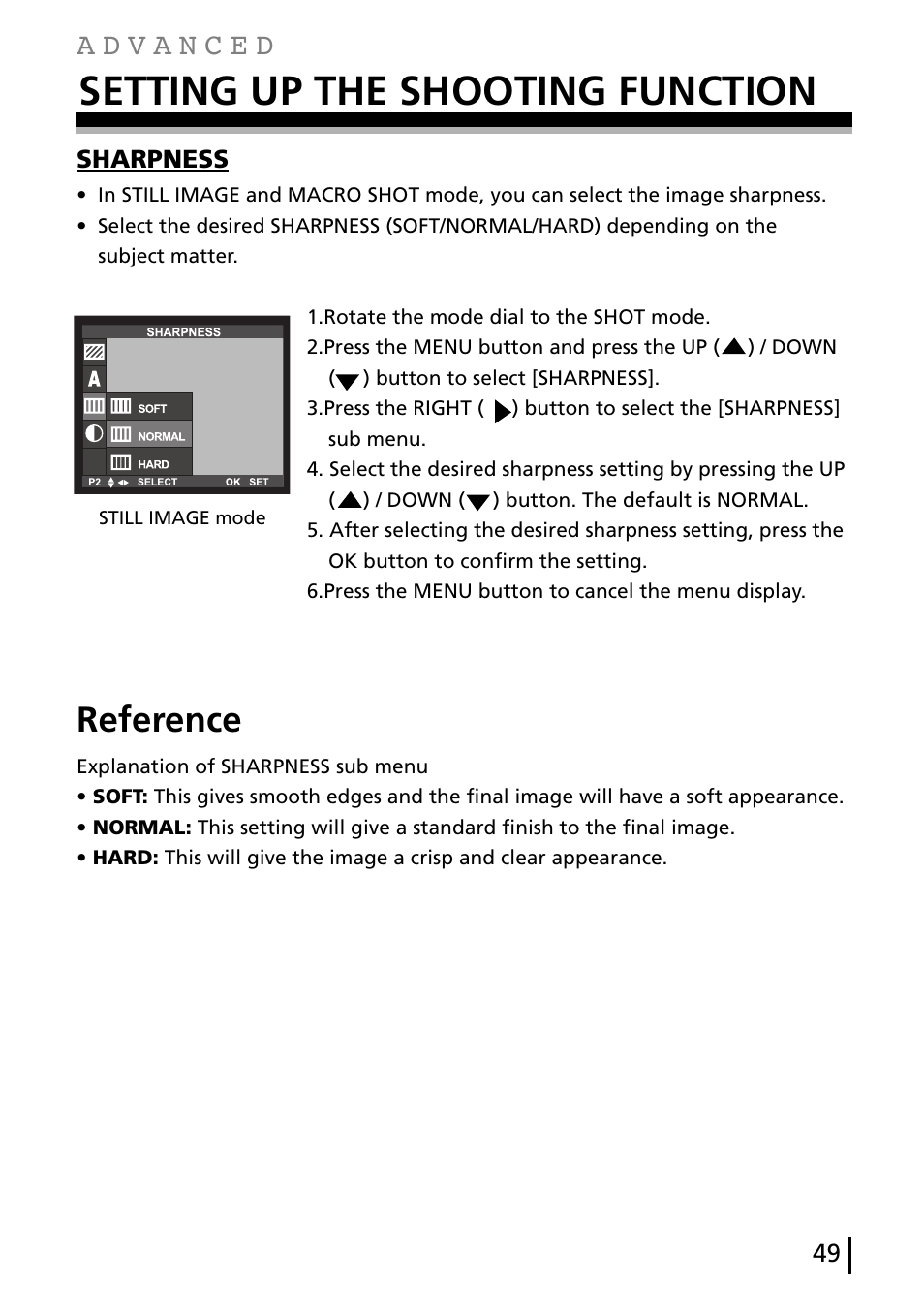 Setting up the shooting function, Reference | Gateway DC-M40 User Manual | Page 49 / 95