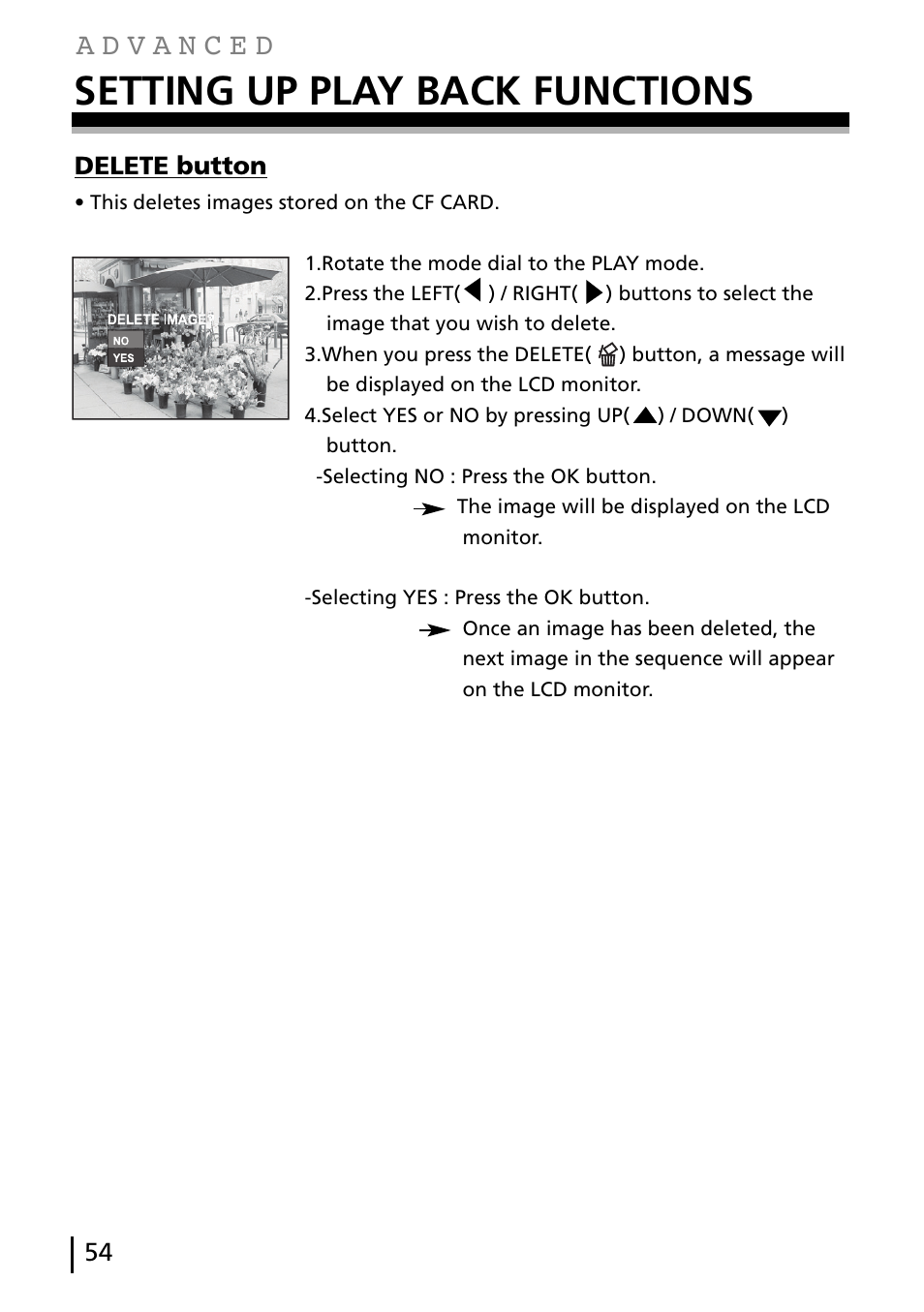 Setting up play back functions, Delete button | Gateway DC-M40 User Manual | Page 54 / 95