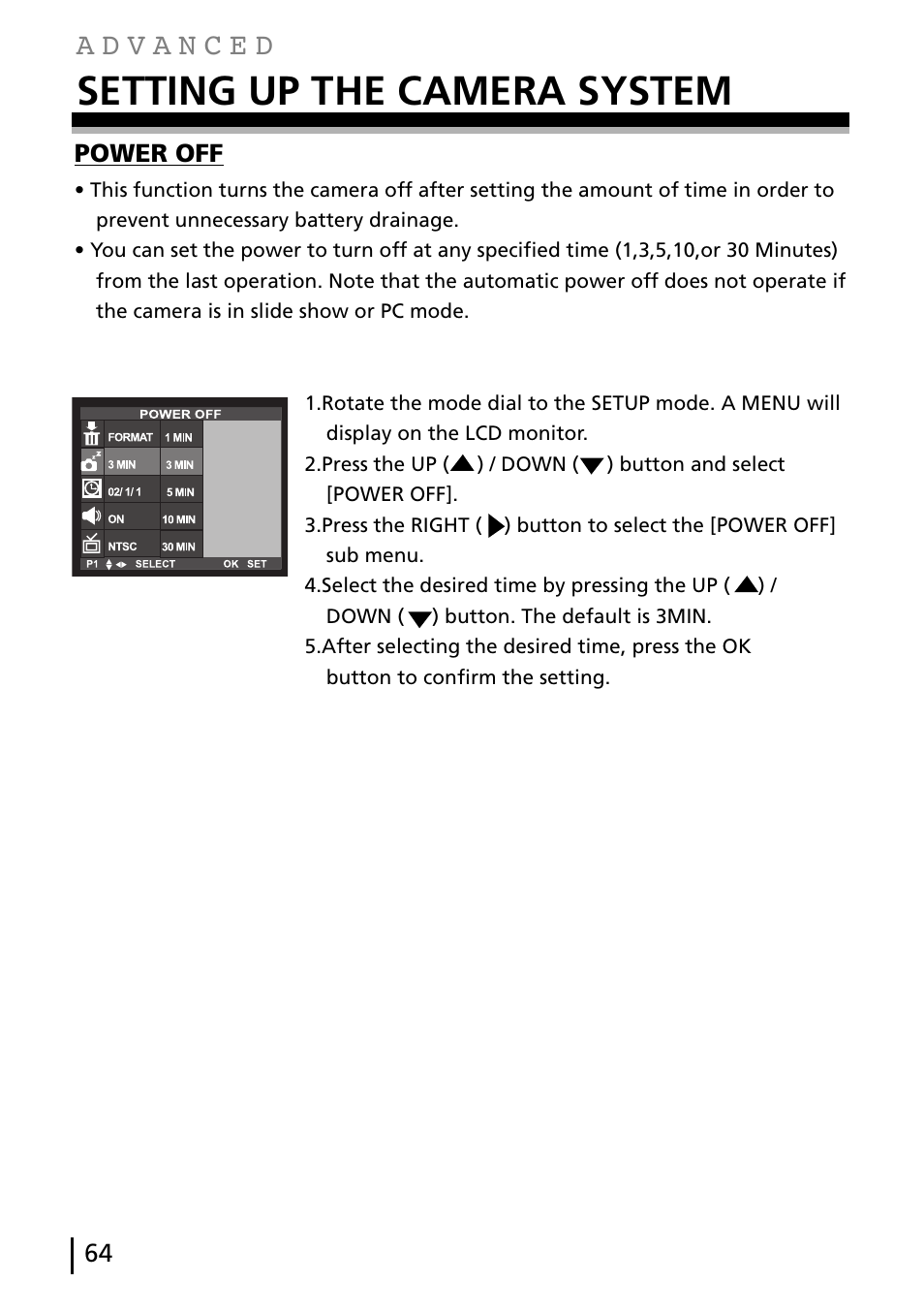 Setting up the camera system, Power off | Gateway DC-M40 User Manual | Page 64 / 95