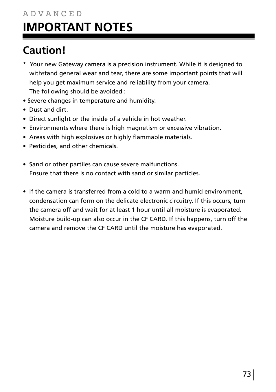 Caution | Gateway DC-M40 User Manual | Page 73 / 95