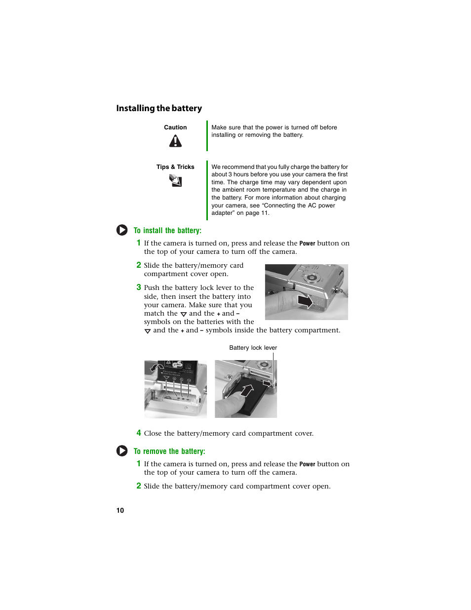 Installing the battery | Gateway DC-T60 User Manual | Page 14 / 92