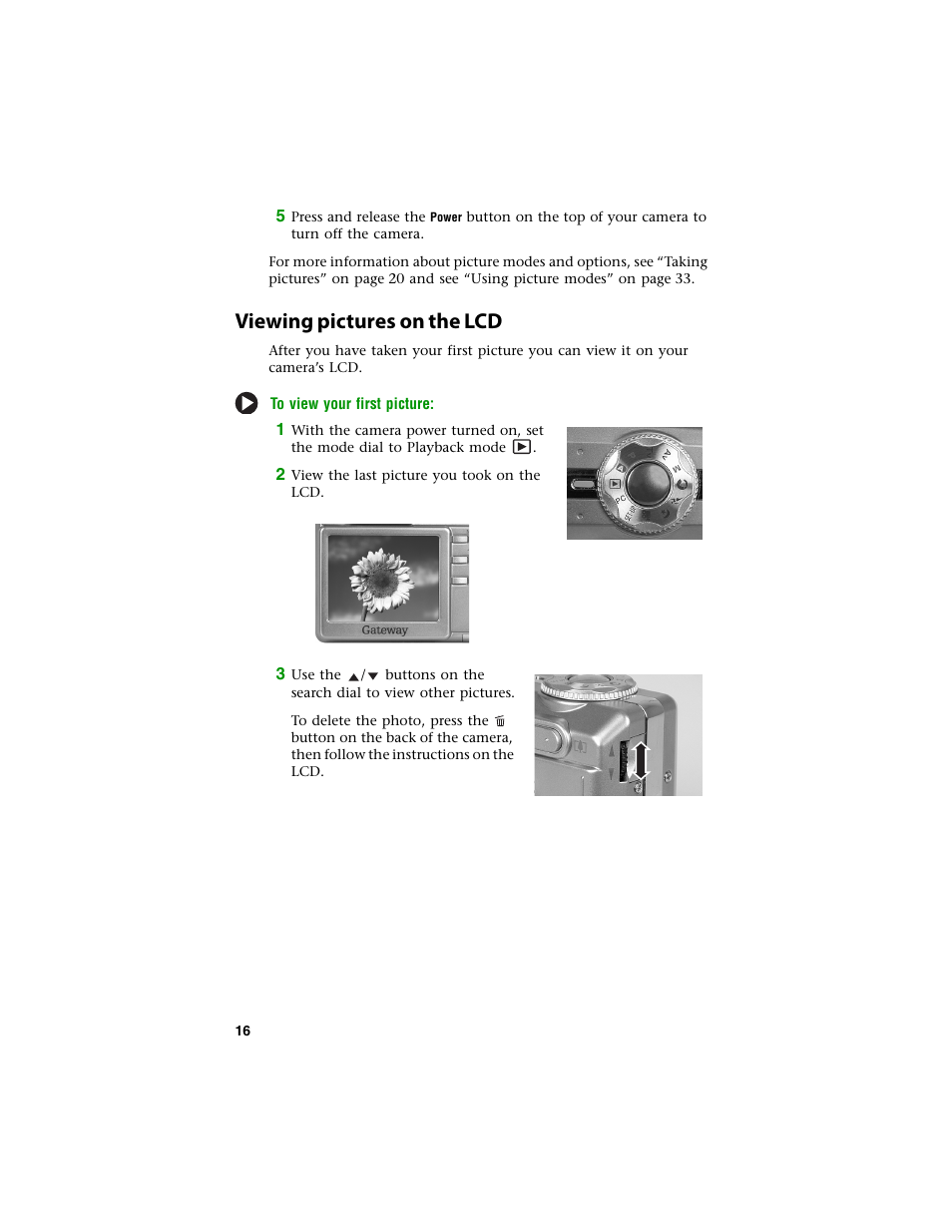 Viewing pictures on the lcd | Gateway DC-T60 User Manual | Page 20 / 92
