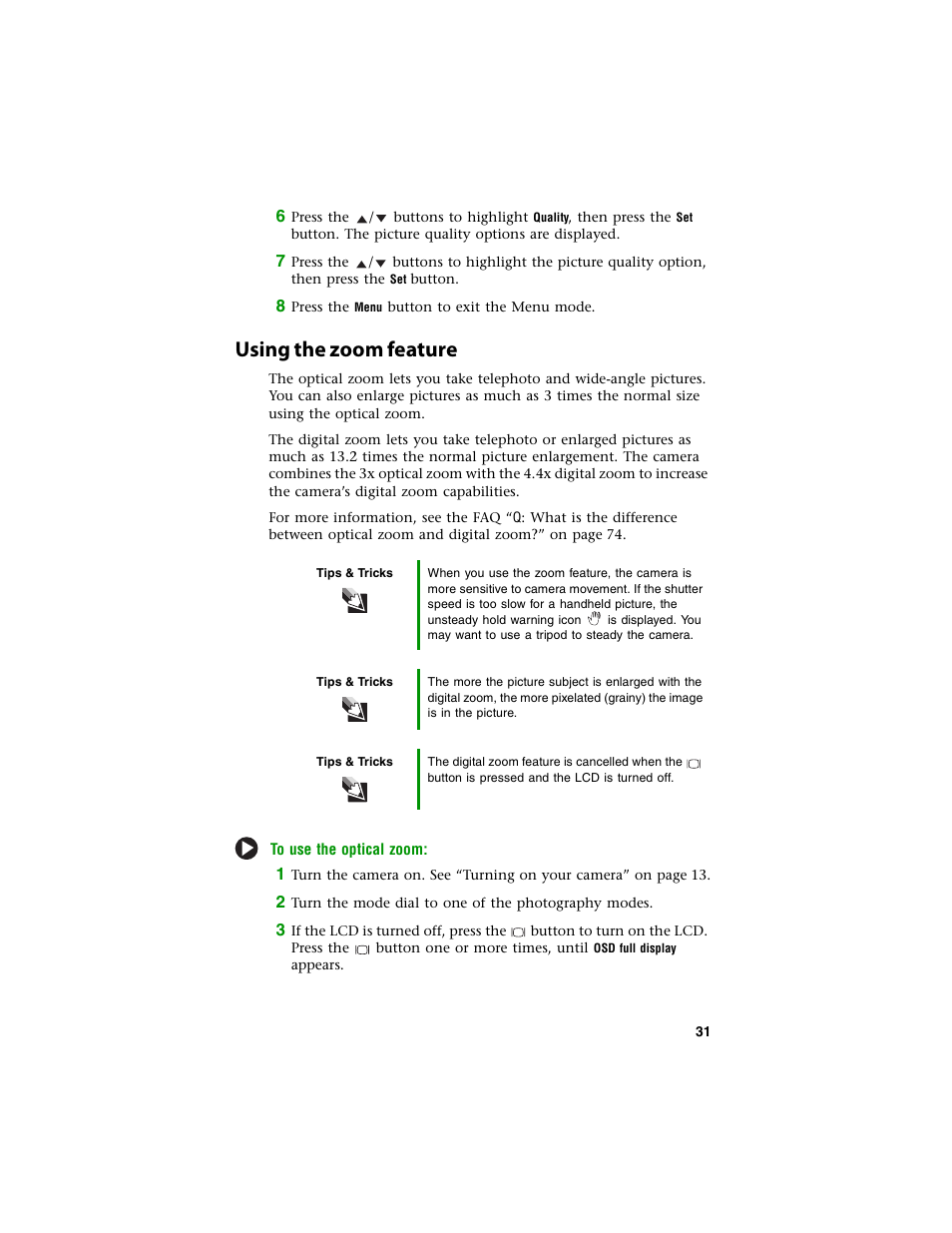 Using the zoom feature | Gateway DC-T60 User Manual | Page 35 / 92
