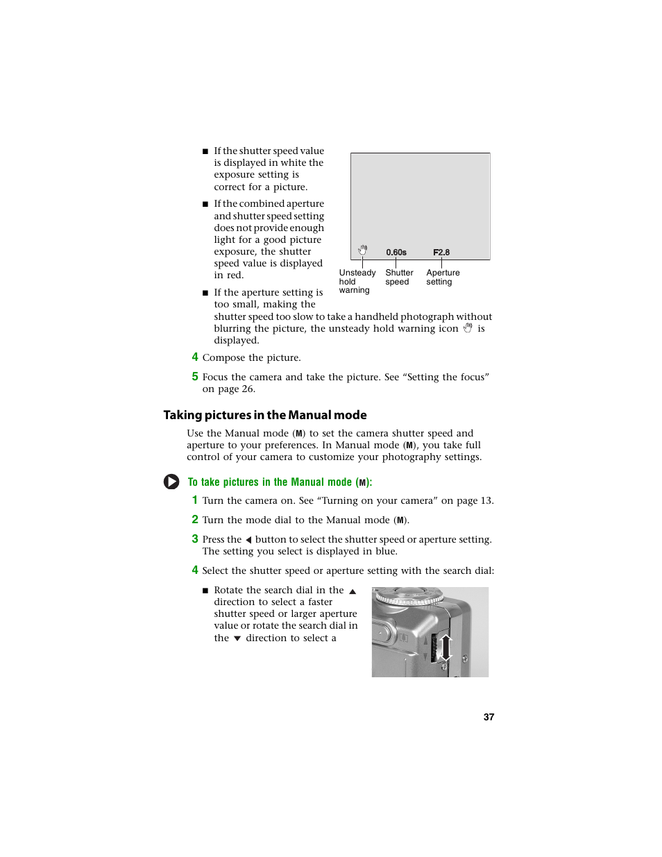 Taking pictures in the manual mode | Gateway DC-T60 User Manual | Page 41 / 92