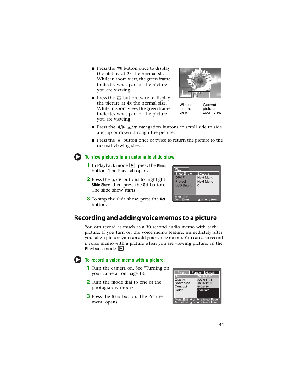 Recording and adding voice memos to a picture | Gateway DC-T60 User Manual | Page 45 / 92