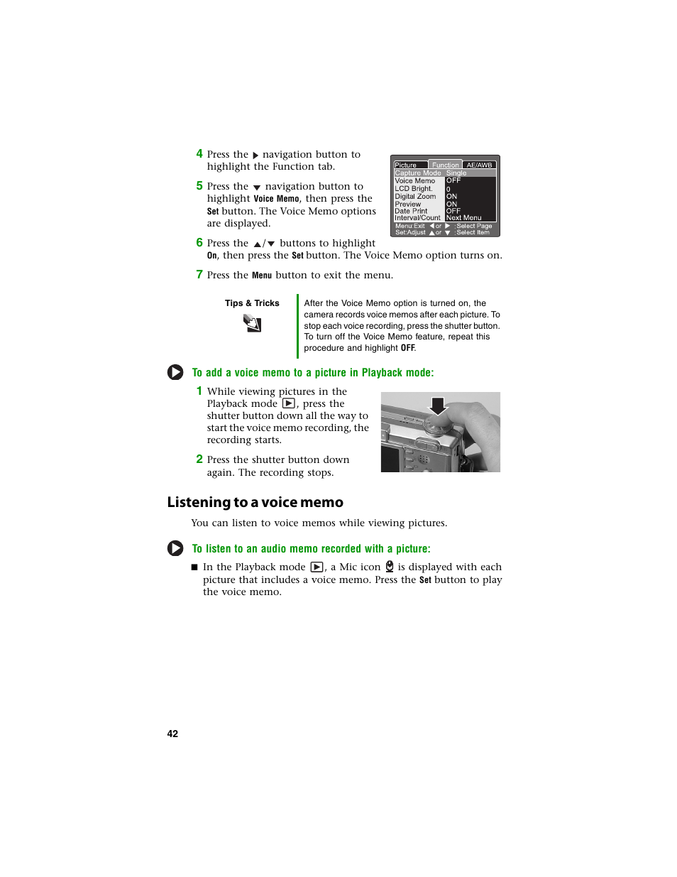 Listening to a voice memo | Gateway DC-T60 User Manual | Page 46 / 92
