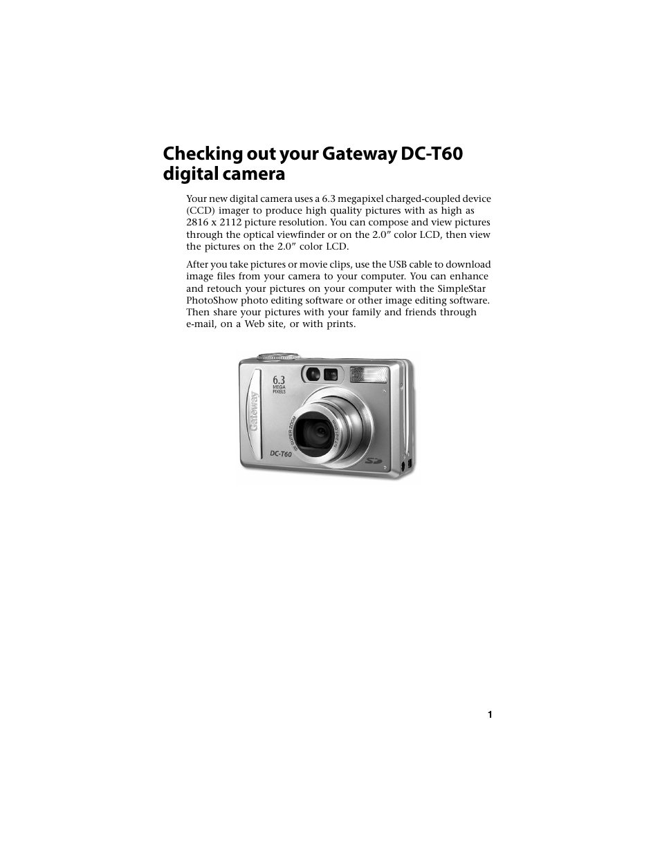 Checking out your gateway dc-t60 digital camera | Gateway DC-T60 User Manual | Page 5 / 92