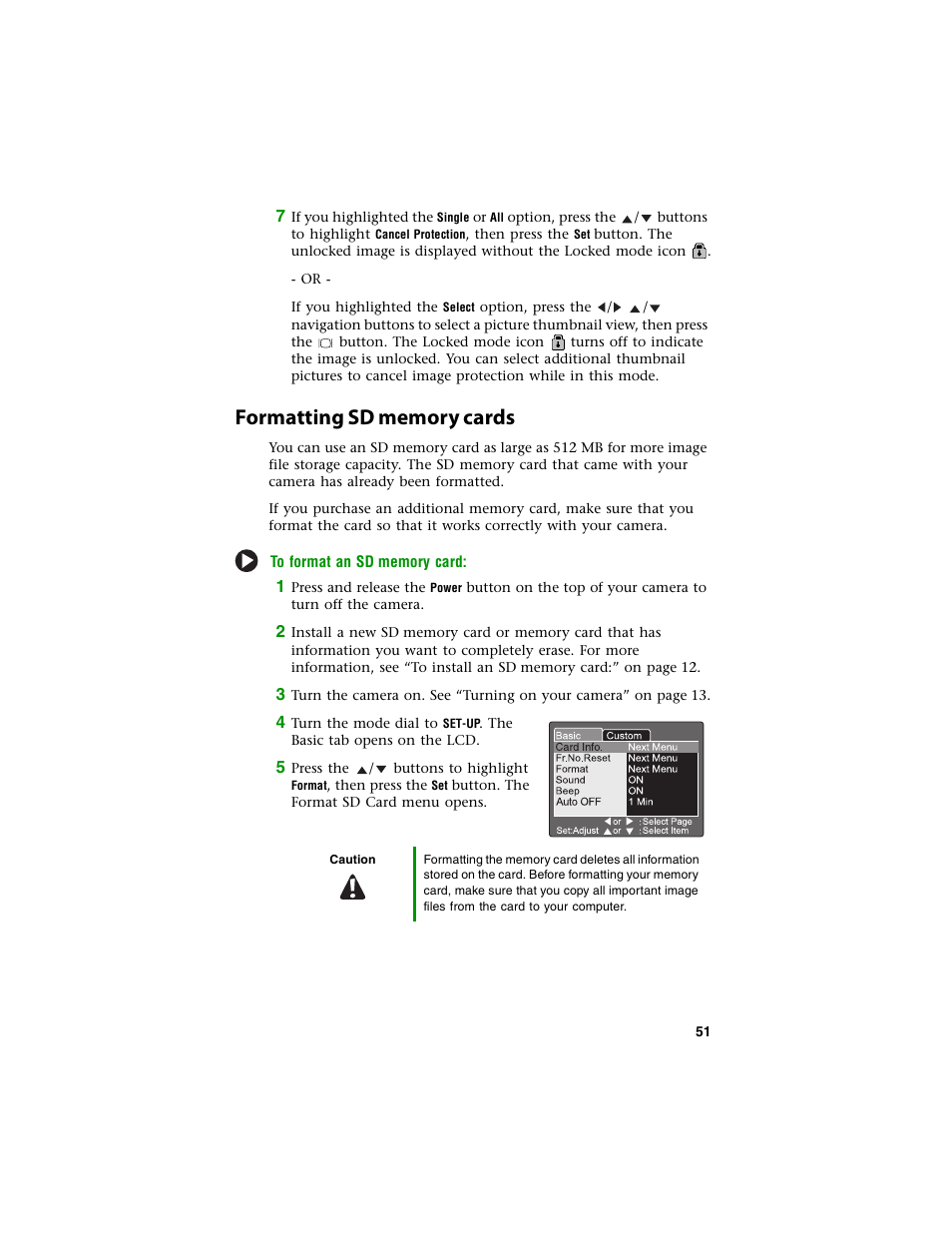 Formatting sd memory cards | Gateway DC-T60 User Manual | Page 55 / 92