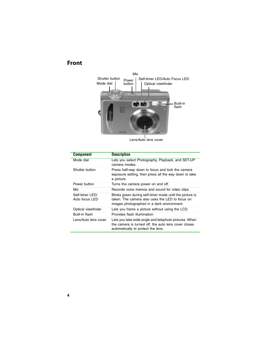 Front | Gateway DC-T60 User Manual | Page 8 / 92