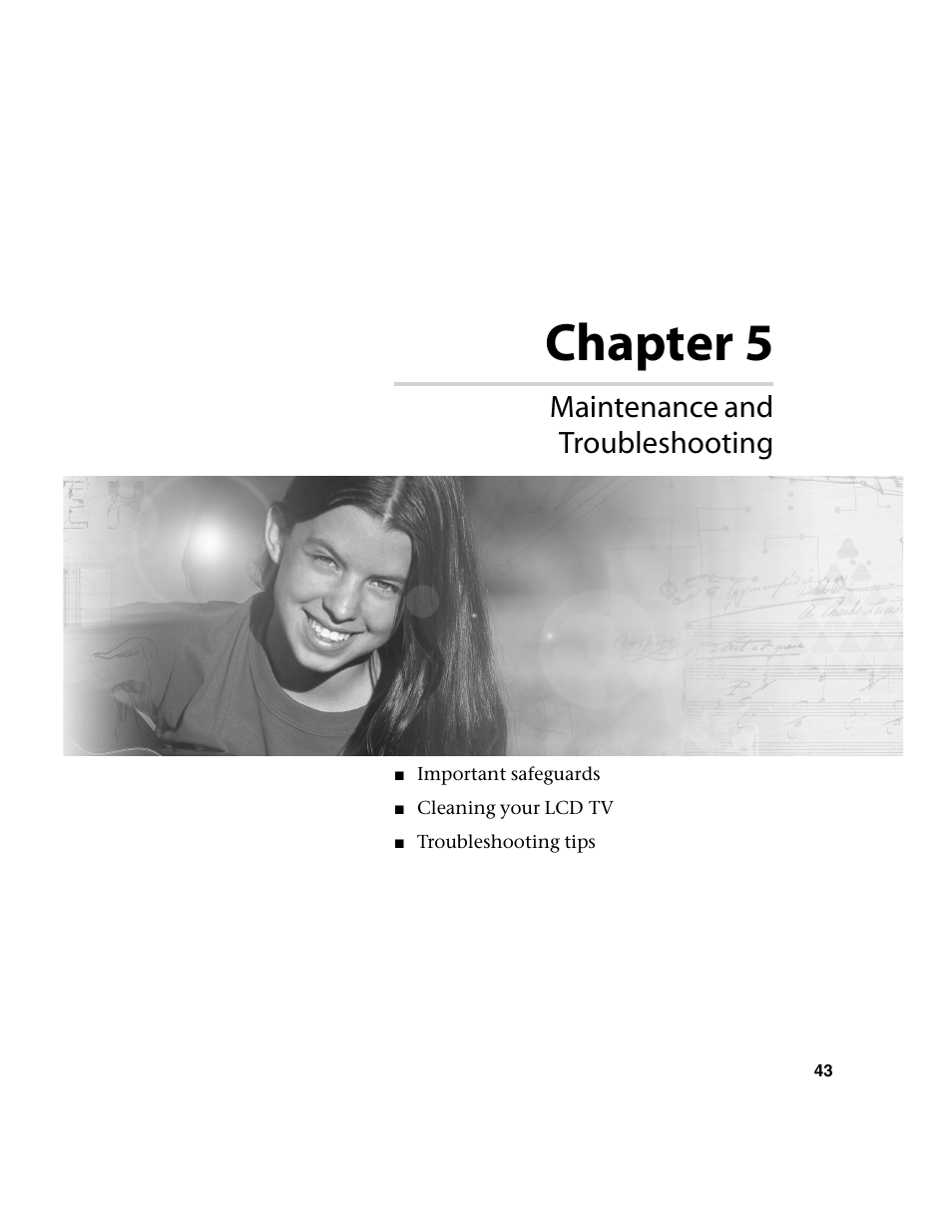 Maintenance and troubleshooting, Chapter 5 | Gateway 30 inch LCD TV User Manual | Page 47 / 64