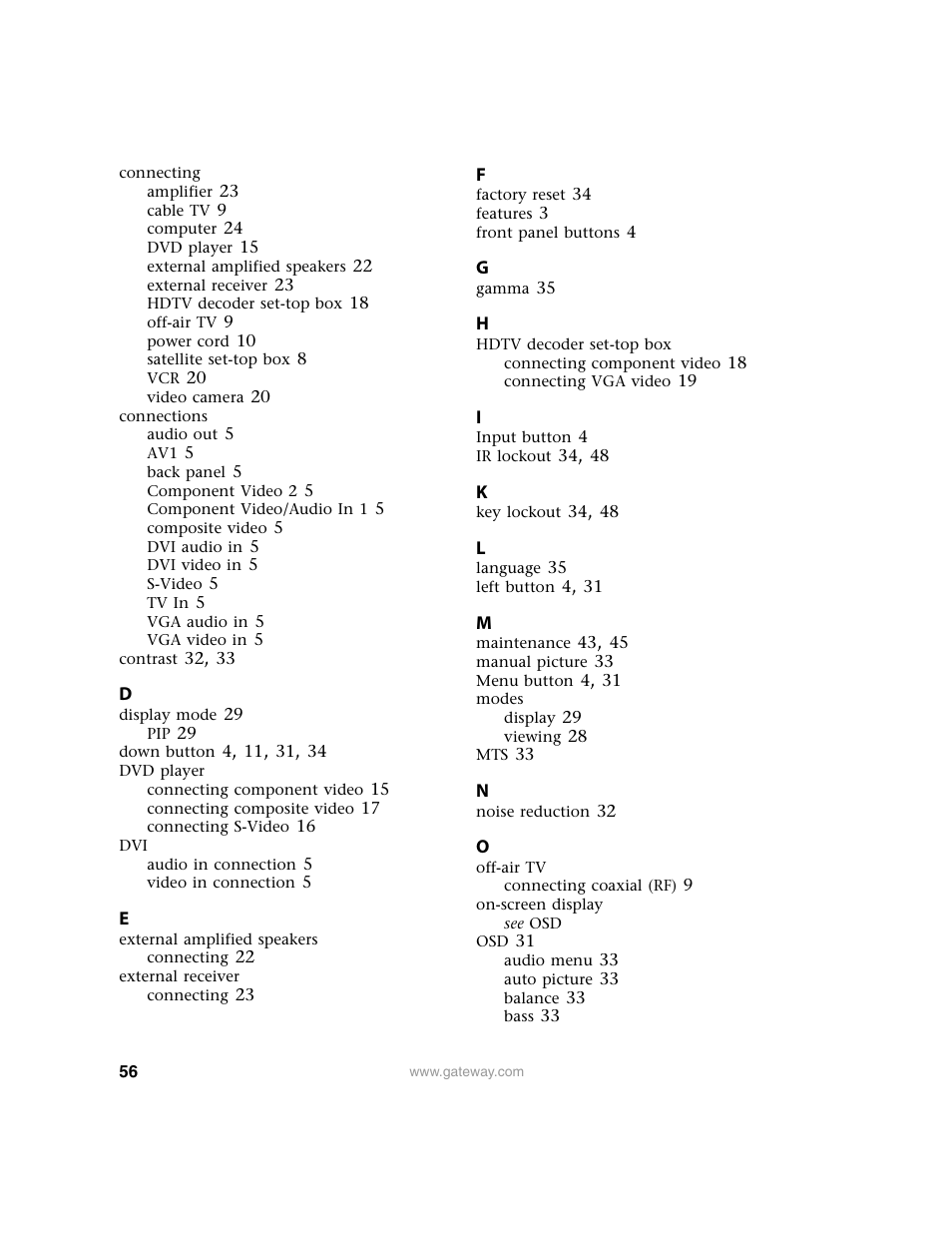 Gateway 30 inch LCD TV User Manual | Page 60 / 64