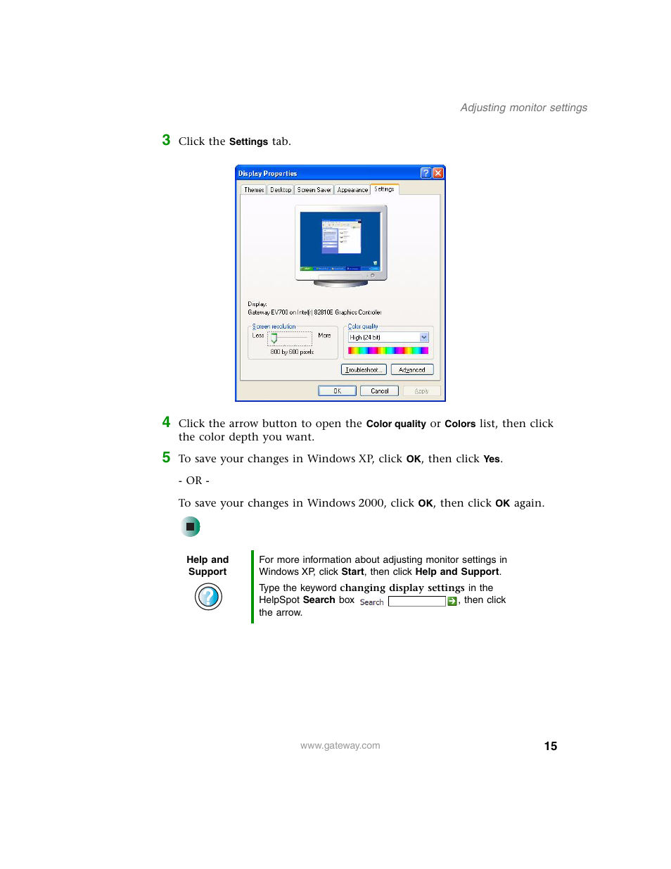 Gateway FPD 1540 User Manual | Page 19 / 38