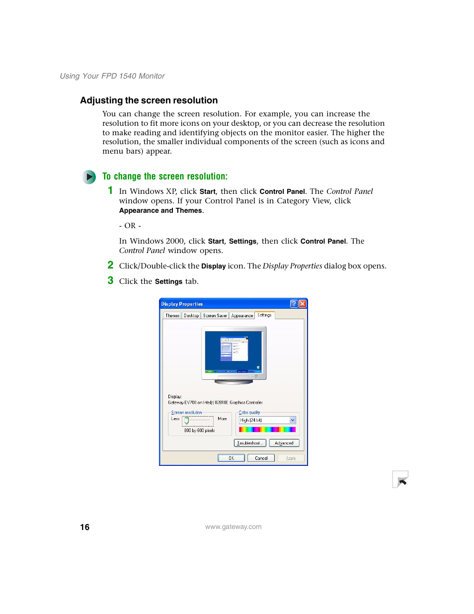 Gateway FPD 1540 User Manual | Page 20 / 38