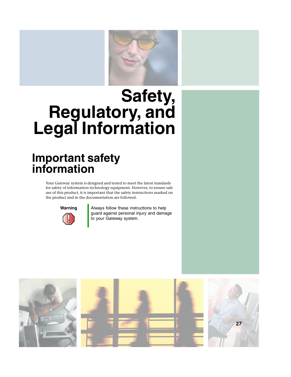 Safety, regulatory, and legal information, Important safety information | Gateway FPD 1540 User Manual | Page 31 / 38