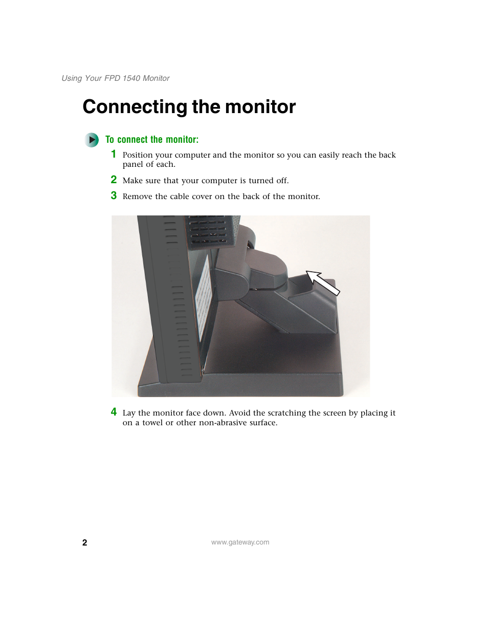 Connecting the monitor | Gateway FPD 1540 User Manual | Page 6 / 38