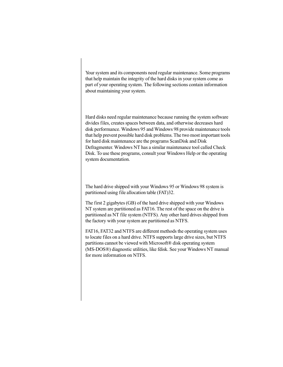 Maintaining your system, Maintaining the hard disk, Hard disk partition information | Gateway E-3200 User Manual | Page 25 / 42