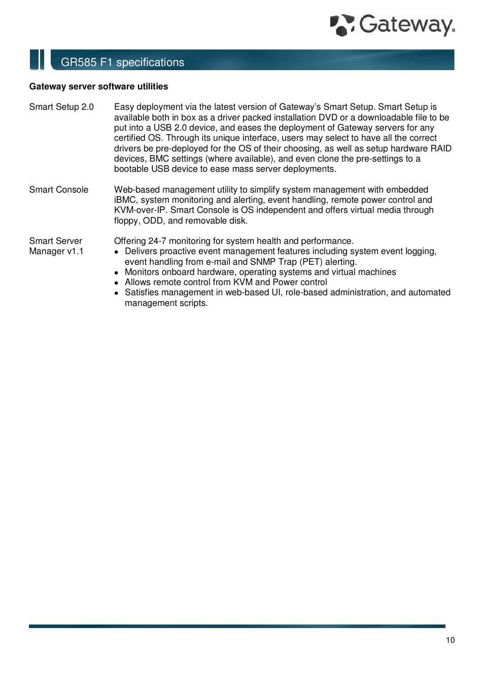 Gr585 f1 specifications | Gateway GR585 F1 User Manual | Page 10 / 14