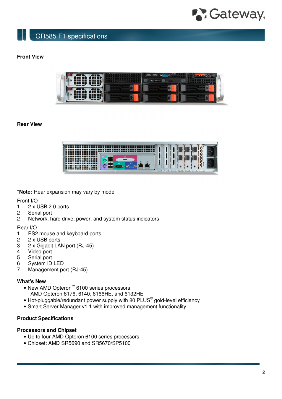 Gr585 f1 specifications | Gateway GR585 F1 User Manual | Page 2 / 14