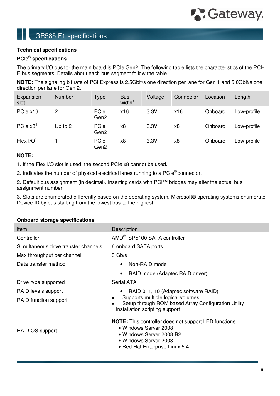 Gr585 f1 specifications | Gateway GR585 F1 User Manual | Page 6 / 14