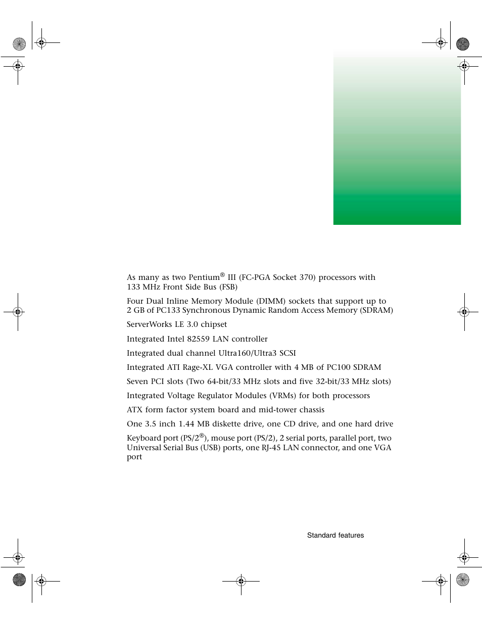 System features, Standard features | Gateway 6400 User Manual | Page 10 / 148