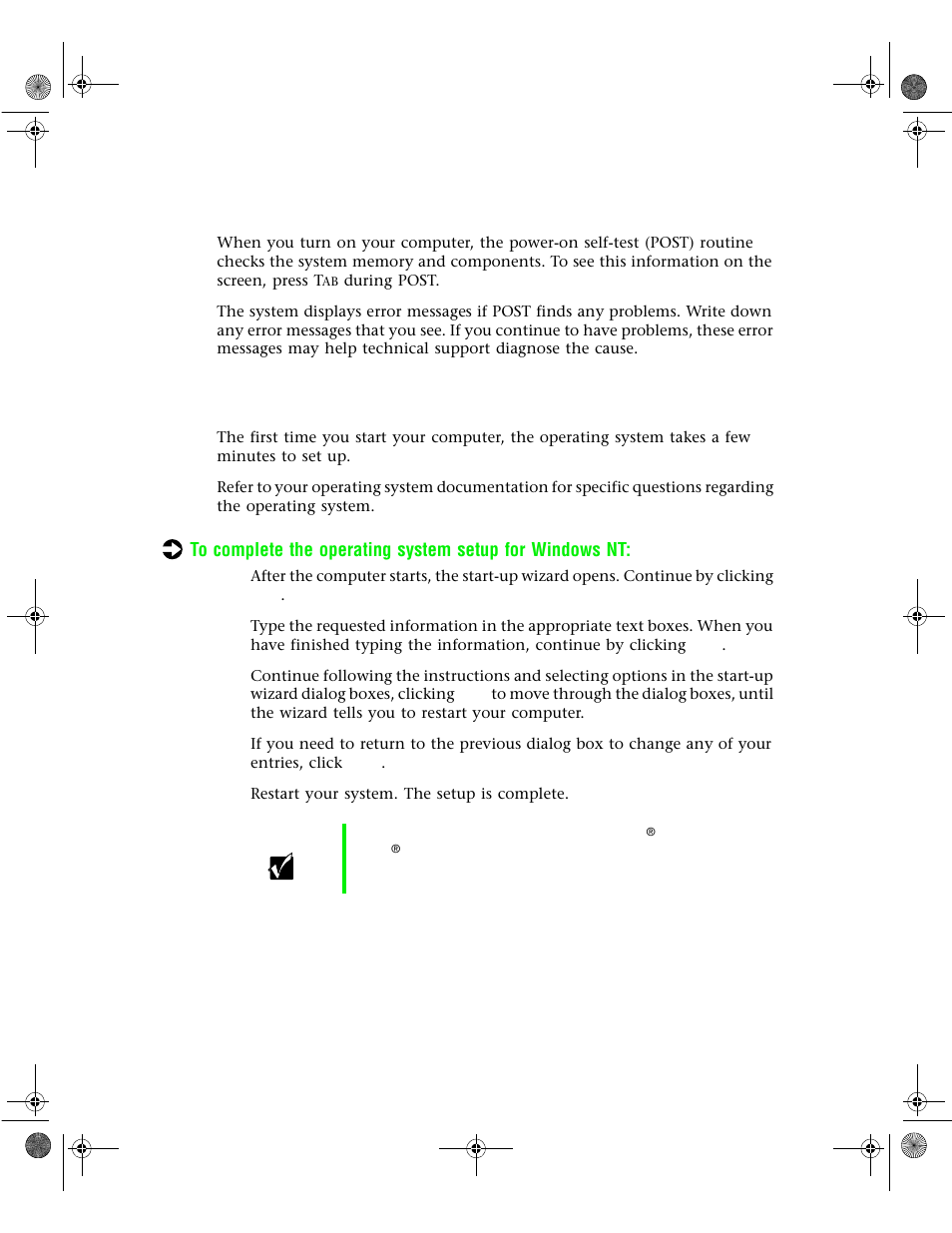 Understanding the power-on self-test, Setting up the operating system | Gateway 6400 User Manual | Page 21 / 148