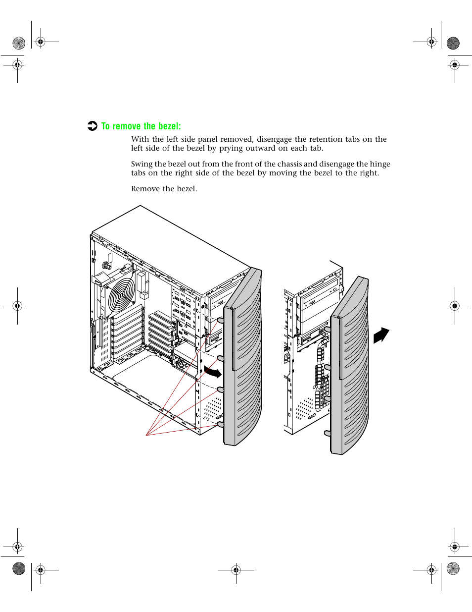 Removing the bezel | Gateway 6400 User Manual | Page 28 / 148