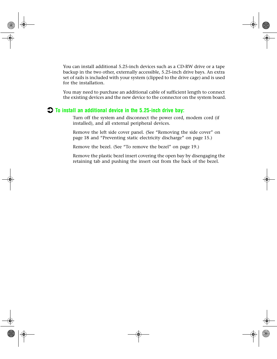 Adding a 5.25-inch device | Gateway 6400 User Manual | Page 39 / 148