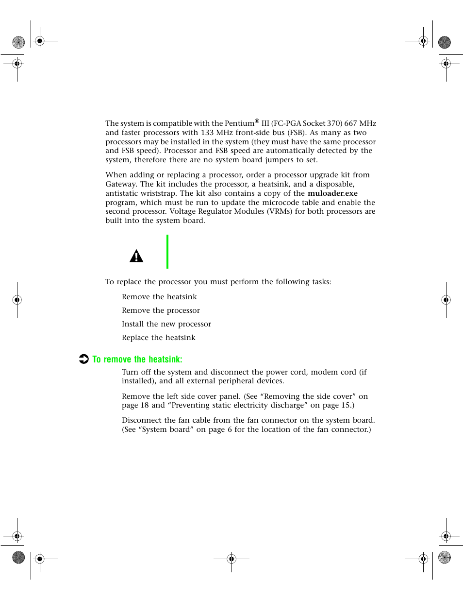 Replacing or adding a processor | Gateway 6400 User Manual | Page 49 / 148