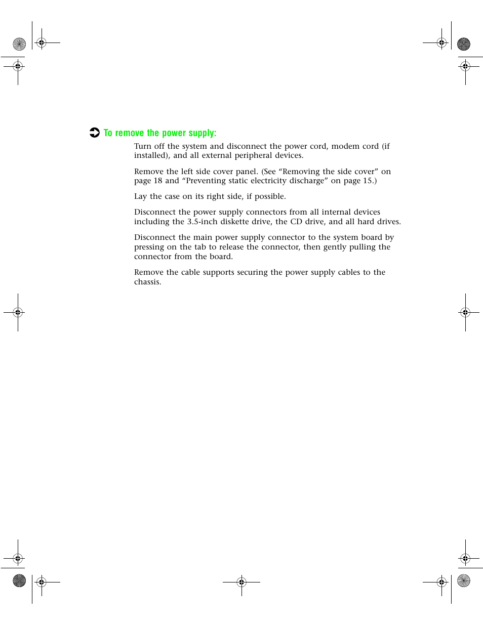 Replacing the power supply | Gateway 6400 User Manual | Page 64 / 148