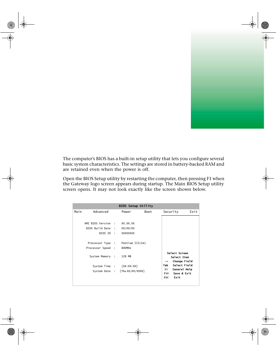 Using the bios setup utility, About the bios setup utility | Gateway 6400 User Manual | Page 76 / 148