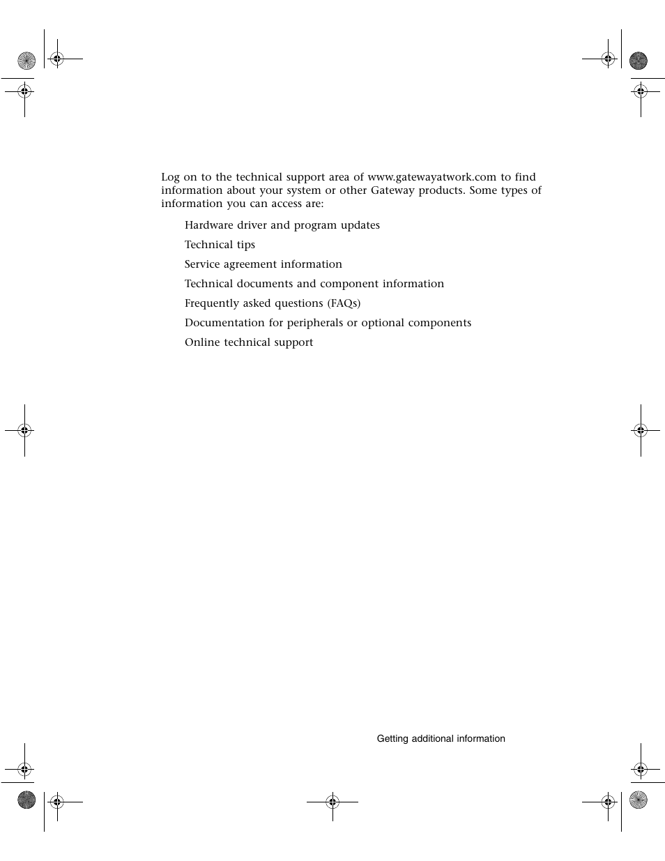 Getting additional information | Gateway 6400 User Manual | Page 8 / 148