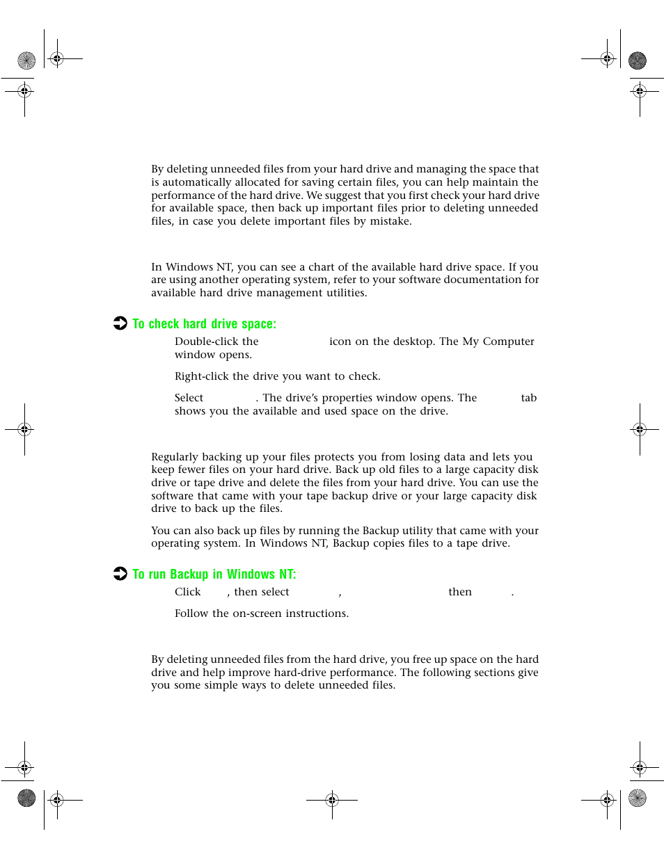 Hard drive management practices, Checking hard drive space, Backing up files | Deleting unneeded files | Gateway 6400 User Manual | Page 85 / 148