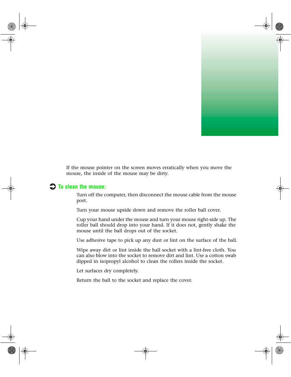 Cleaning your system, Cleaning the mouse | Gateway 6400 User Manual | Page 94 / 148