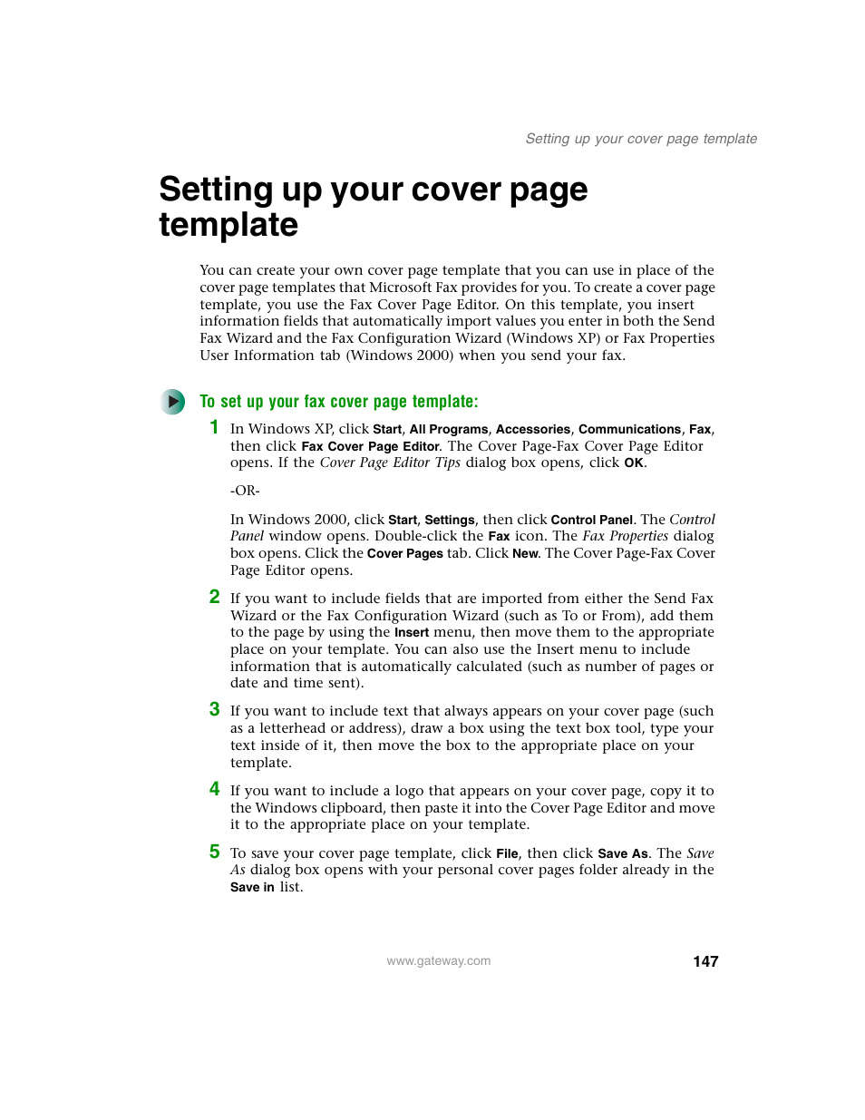 Setting up your cover page template | Gateway M350 User Manual | Page 157 / 334