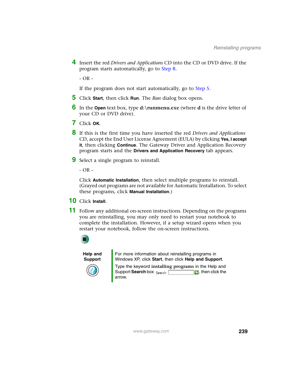 Gateway M350 User Manual | Page 249 / 334