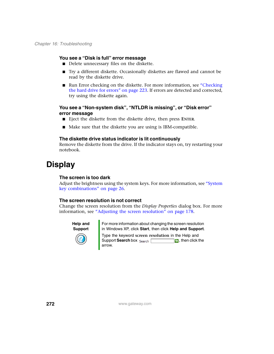 Display | Gateway M350 User Manual | Page 282 / 334
