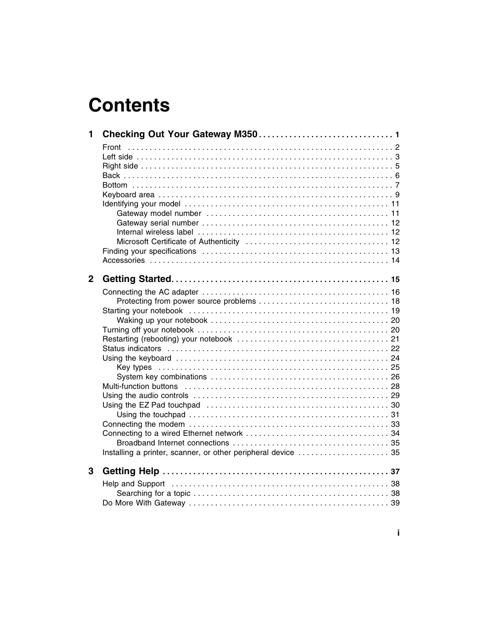 Gateway M350 User Manual | Page 3 / 334