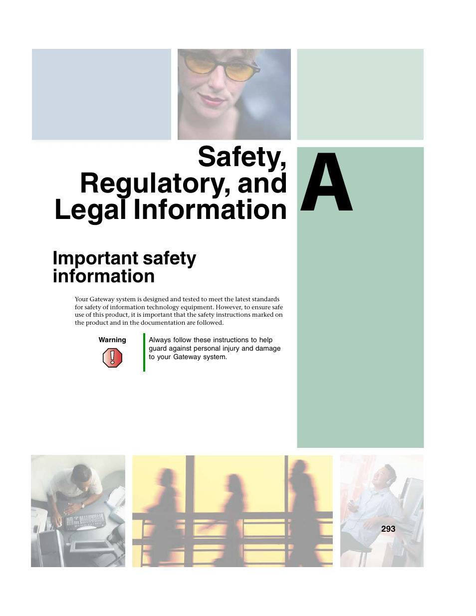 Safety, regulatory, and legal information, Ce, see, Safety, regulatory, and | Safety, regulatory, and legal, For g | Gateway M350 User Manual | Page 303 / 334