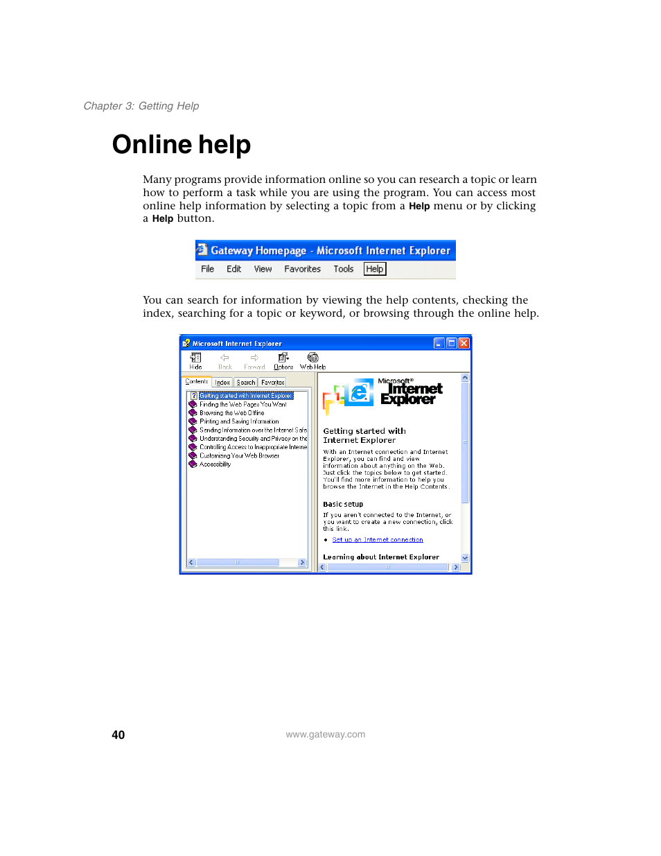 Online help | Gateway M350 User Manual | Page 50 / 334