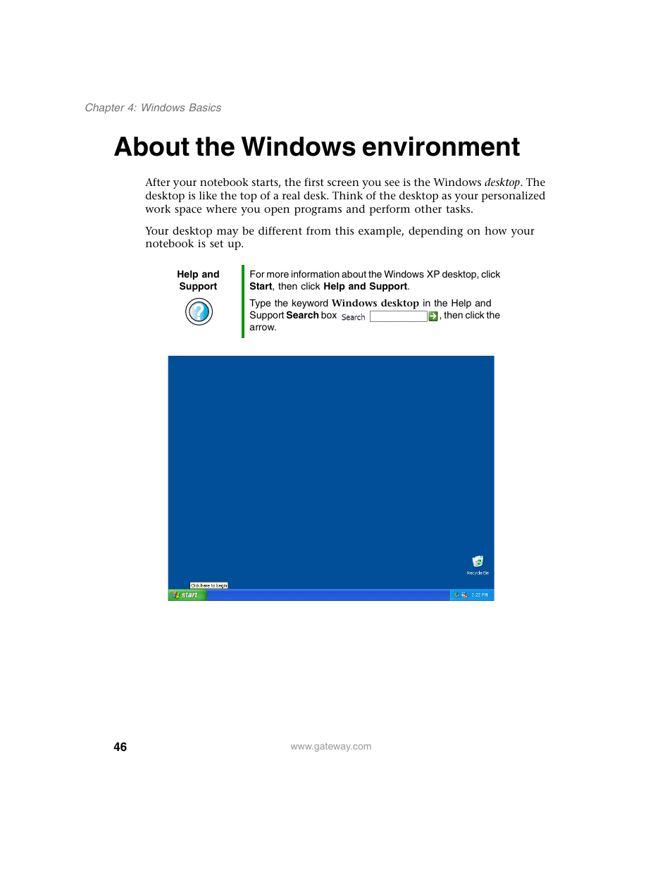 About the windows environment | Gateway M350 User Manual | Page 56 / 334