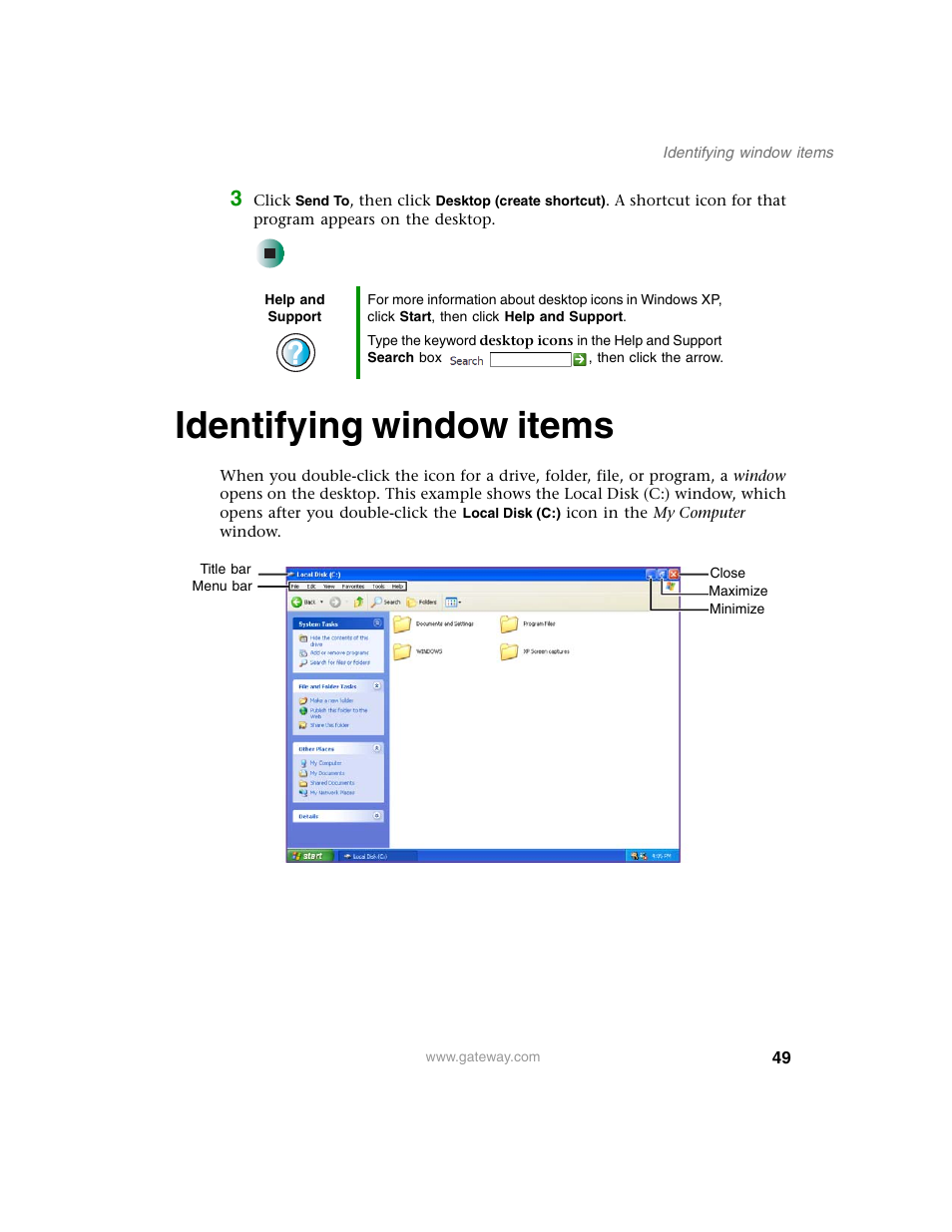 Identifying window items | Gateway M350 User Manual | Page 59 / 334