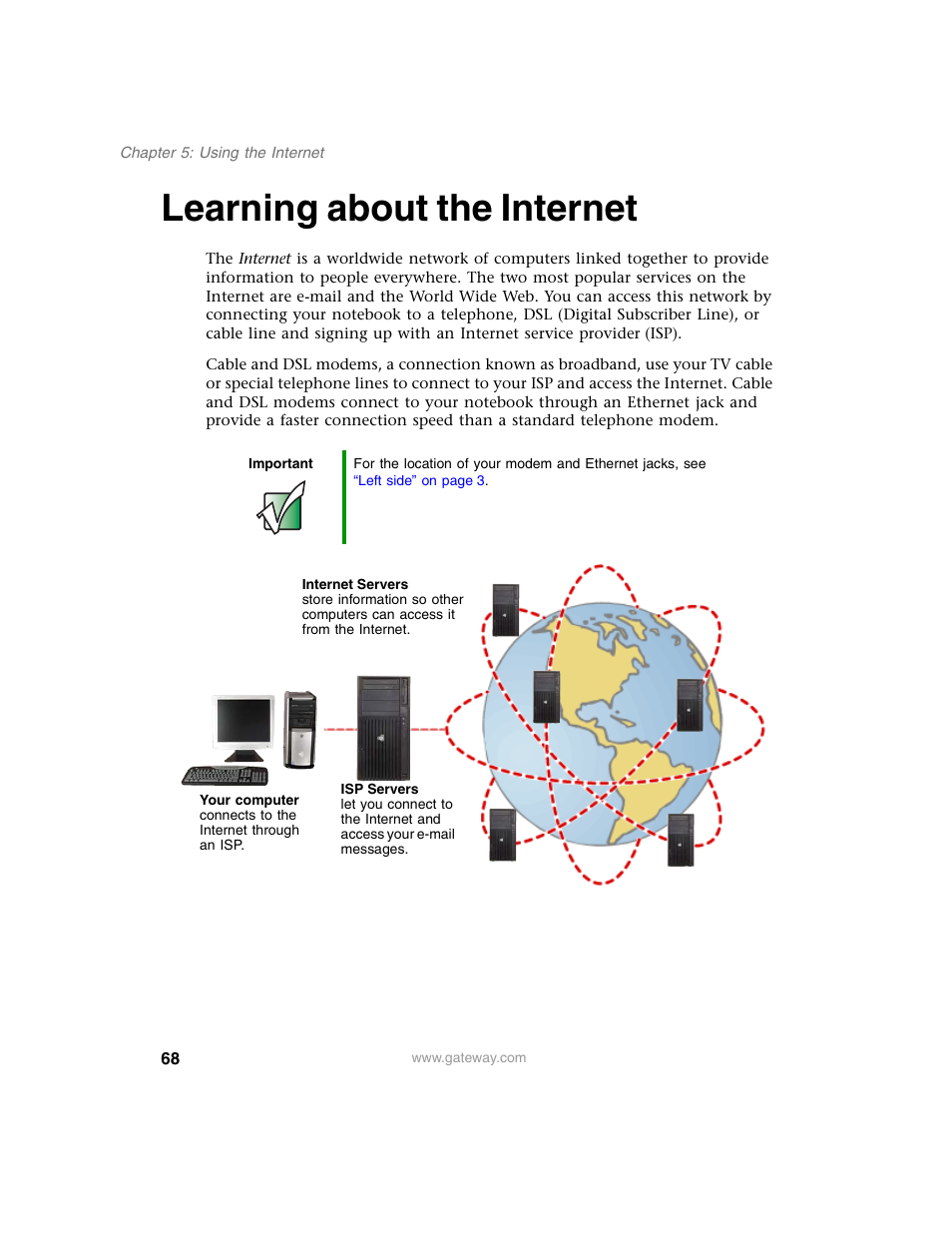 Learning about the internet | Gateway M350 User Manual | Page 78 / 334