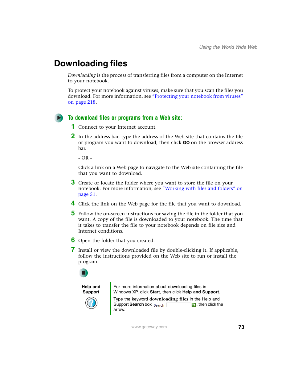 Downloading files | Gateway M350 User Manual | Page 83 / 334