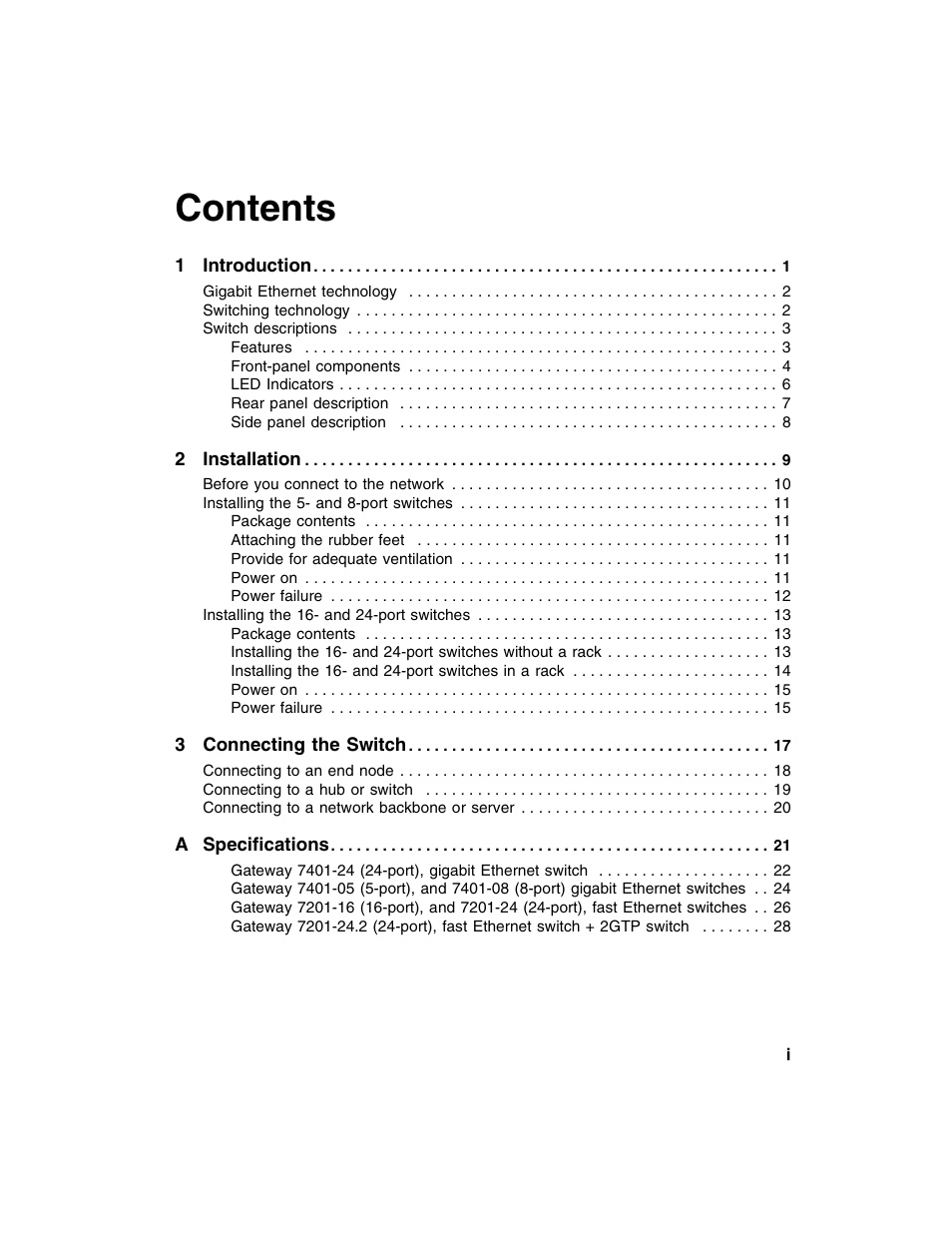 Gateway Unmanaged Ethernet Switch User Manual | Page 2 / 44